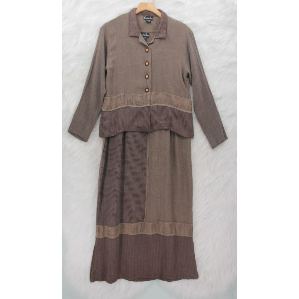 Vintage Alexandria Pierce Set Button Up Shirt Dress Lagenlook Boho Minimalist L